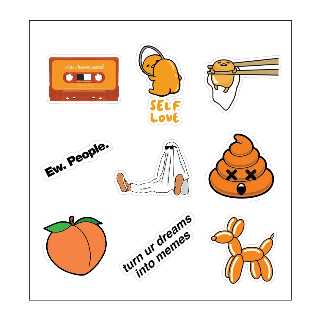 I 🧡 Orange Vinyl Sticker Pack Reusable & Waterproof