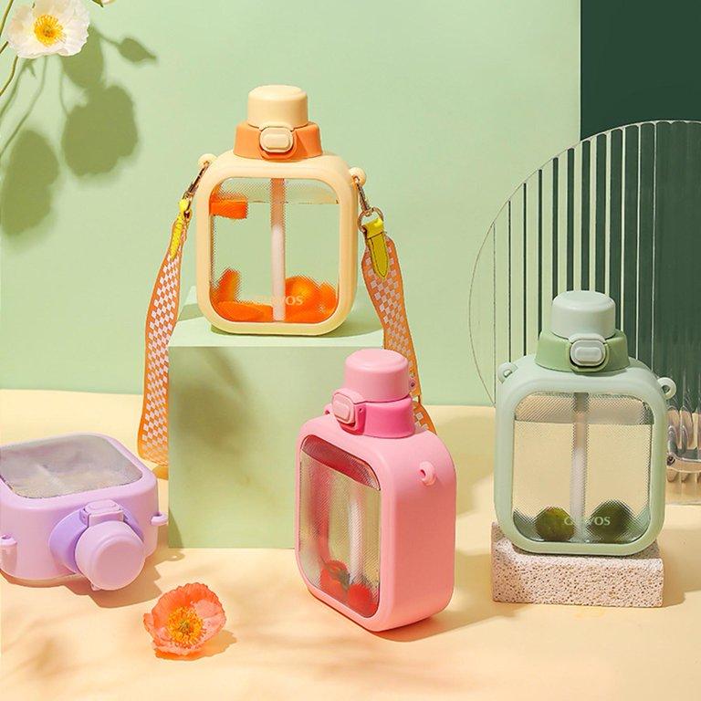 Kids Square Shape Flask with Straw & Strap for Easy Holding 700 ml - الصورة 2