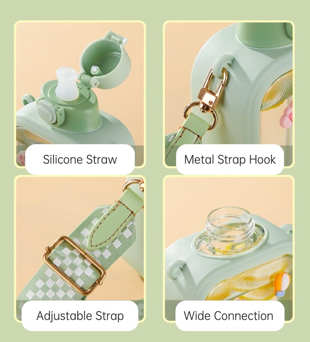 Kids Square Shape Flask with Straw & Strap for Easy Holding 700 ml - الصورة 5