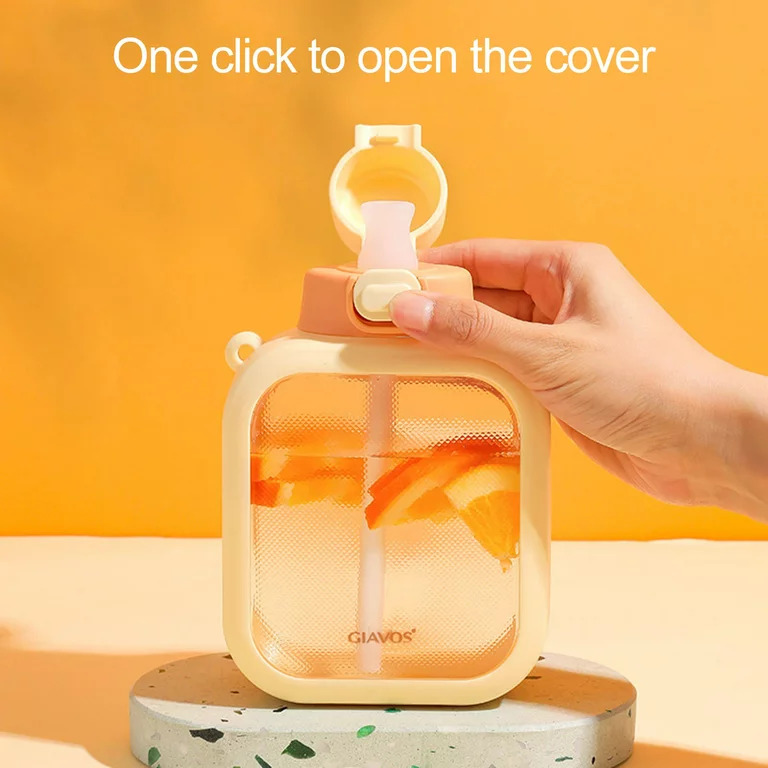 Kids Square Shape Flask with Straw & Strap for Easy Holding 700 ml - الصورة 6