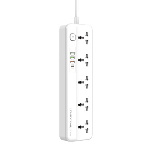 ⁦Power Socket with 5 Plugs & 3 USB Ports & 1 Type C Port⁩ - الصورة ⁦5⁩