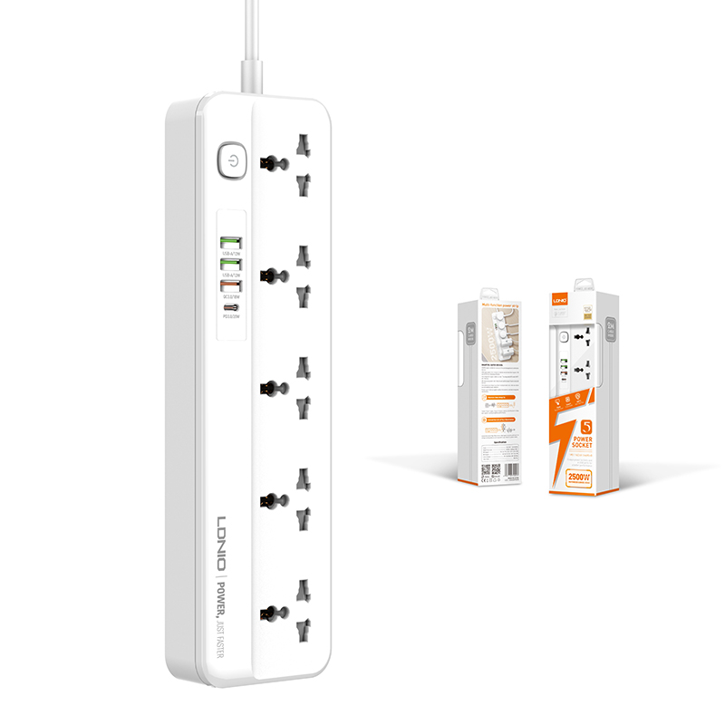 ⁦Power Socket with 5 Plugs & 3 USB Ports & 1 Type C Port⁩ - الصورة ⁦10⁩