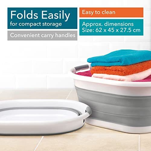 باسكت غسيل سيليكون يحمل حتي 38 لتر قابل للطي وبيد لسهولة الحمل - الصورة 4