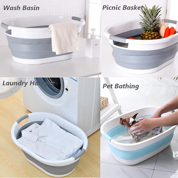باسكت غسيل سيليكون يحمل حتي 38 لتر قابل للطي وبيد لسهولة الحمل - الصورة 5