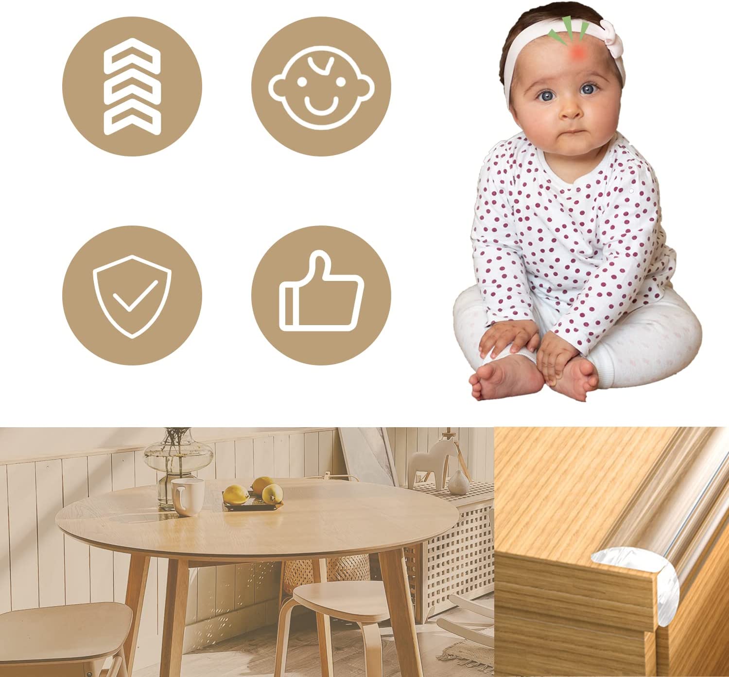 رول حامي زوايا سيليكون شفاف 1 متر ذاتي اللصق وقابل للقص لحماية الاطفال - الصورة 5