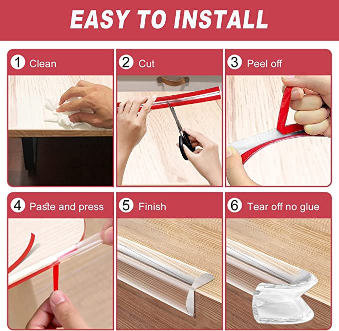 رول حامي زوايا سيليكون شفاف 1 متر ذاتي اللصق وقابل للقص لحماية الاطفال - الصورة 6