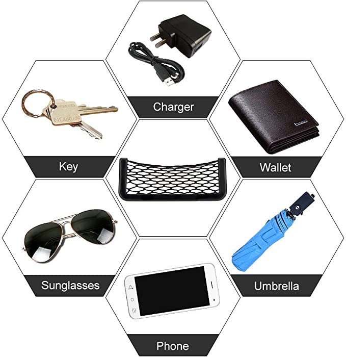 شبكة سيارة ذاتية اللصق لحمل وتنظيم الموبايل والمفاتيح والمحافظ - الصورة 6