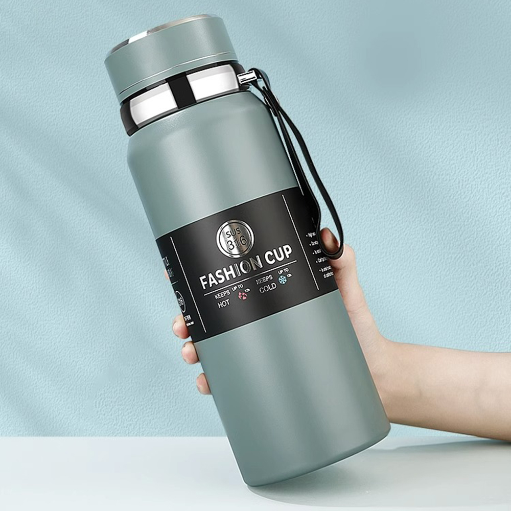 ترمس حراري محمول استانليس ستيل 1000 ملي بغطاء محكم الغلق و مصفاه للسفر والرحلات والتخييم - الصورة 8