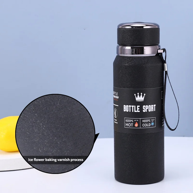 ترمس حراري محمول استانليس ستيل حافظ لحرارة المشروبات حتي 12 ساعة 800 ملي بغطاء محكم الغلق و مصفاه للسفر والرحلات - الصورة 6