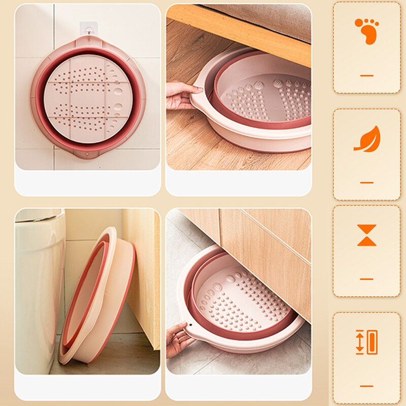 طبق غسيل القدم وعمل مساج وباديكير وإزالة الجلد الميت قابل للطي من السيليكون - الصورة 6