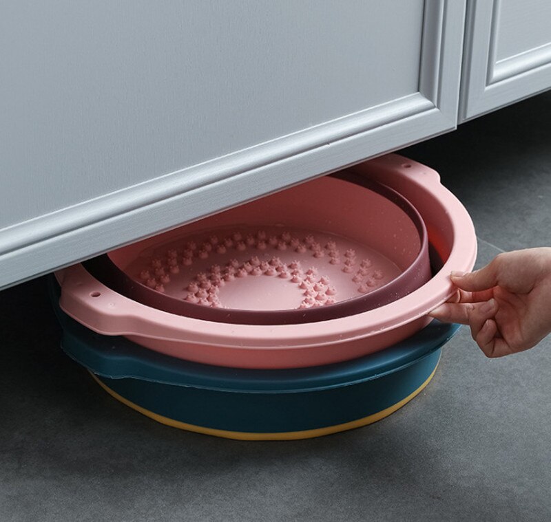 طبق غسيل القدم وعمل مساج وباديكير وإزالة الجلد الميت قابل للطي من السيليكون - الصورة 9