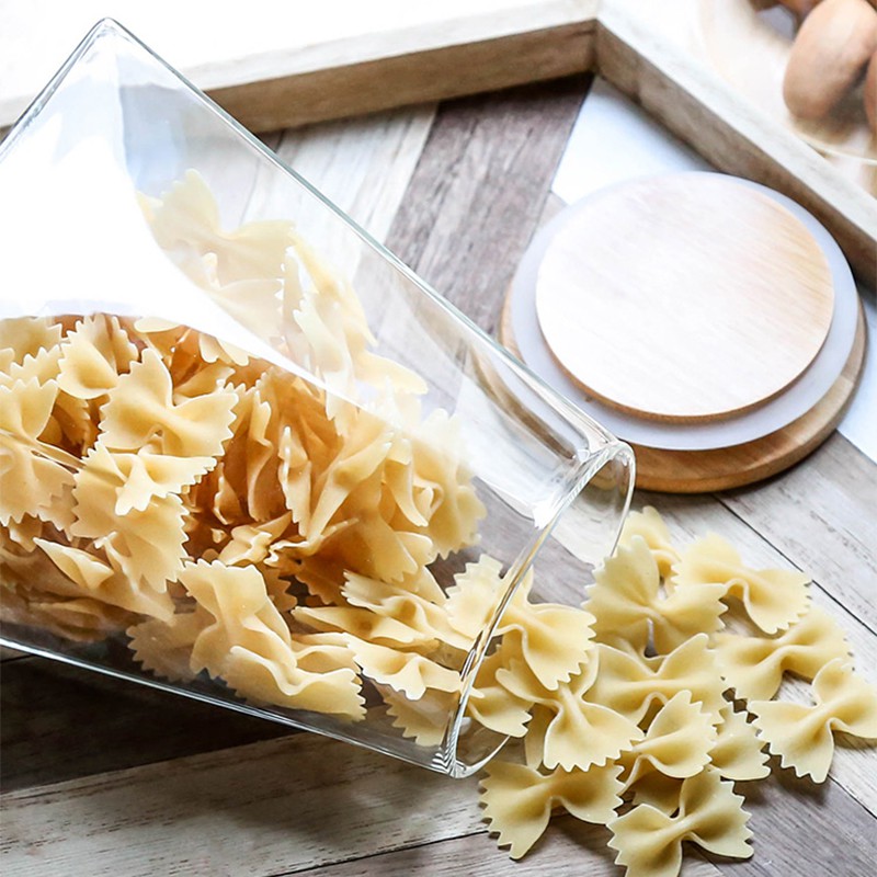 طقم برطمانات زجاج قطعتين لحفظ وتنظيم الشاي والسكر والقهوة مقاسات مختلفه غطاء خشب محكم الغلق - الصورة 2