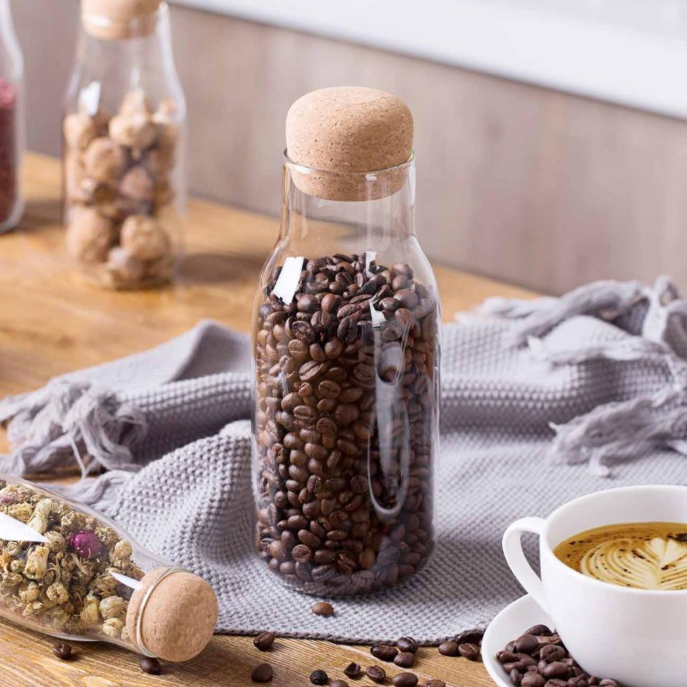 طقم زجاجات 3 قطع لحفظ وتنظيم الالبان والبقوليات والمكسرات زجاج شفاف بغطاء شكل خشبي محكم الغلق - الصورة 5