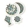 طقم صواني رمضان 4 قطع هلال وفانوس ونجمة لتقديم العصائر والمكسرات للضيوف
