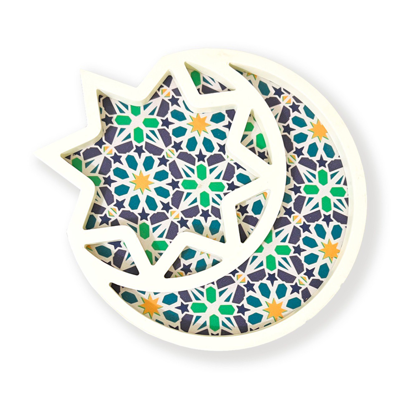 طقم صواني رمضان 4 قطع هلال وفانوس ونجمة لتقديم العصائر والمكسرات للضيوف - الصورة 5