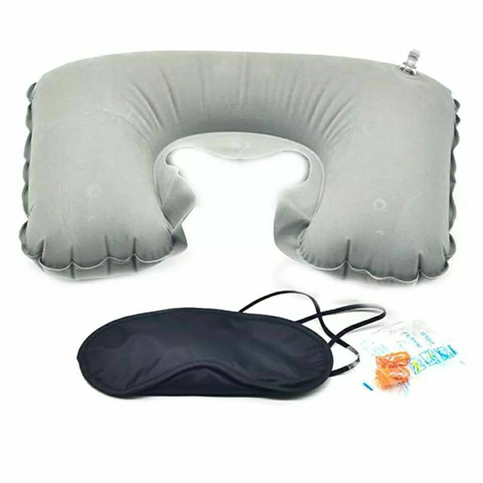 طقم مخدة الرقبة وغمامة العين وسدادة الأذن للسفر والرحلات - الصورة 3