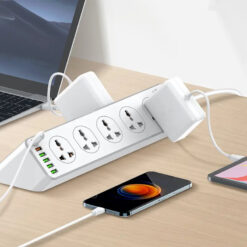 مشترك كهربائي كبير يتكون من 10 فيشة و 5 منافذ يو اس بي ومنفذ تايب سي مقاوم للأشتعال 32 واط