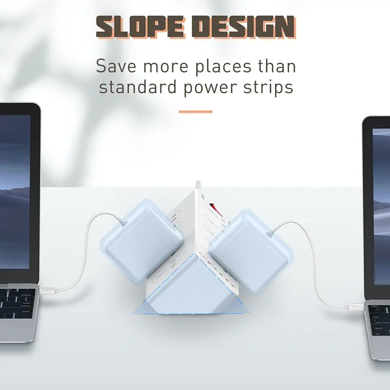 مشترك كهربائي كبير يتكون من 10 فيشة و 5 منافذ يو اس بي ومنفذ تايب سي مقاوم للأشتعال 32 واط - الصورة 6