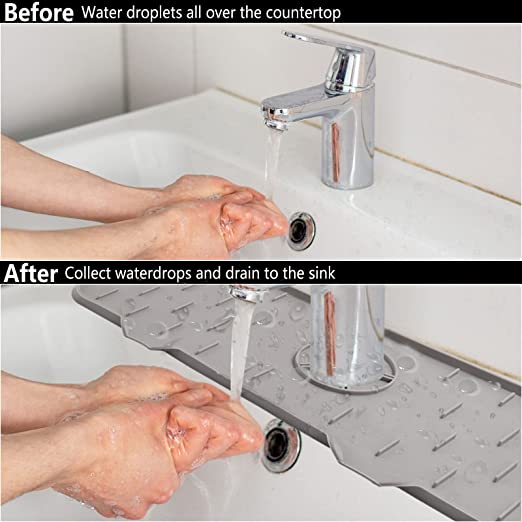 مفرش حنفية سيليكون حامل للصابون والليفه بفتحات لتصريف المياه في حوض - الصورة 9