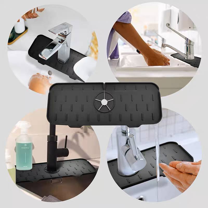 مفرش حنفية سيليكون حامل للصابون والليفه بفتحات لتصريف المياه في حوض - الصورة 10