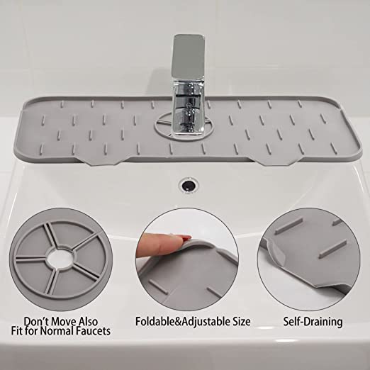 مفرش حنفية سيليكون حامل للصابون والليفه بفتحات لتصريف المياه في حوض - الصورة 4