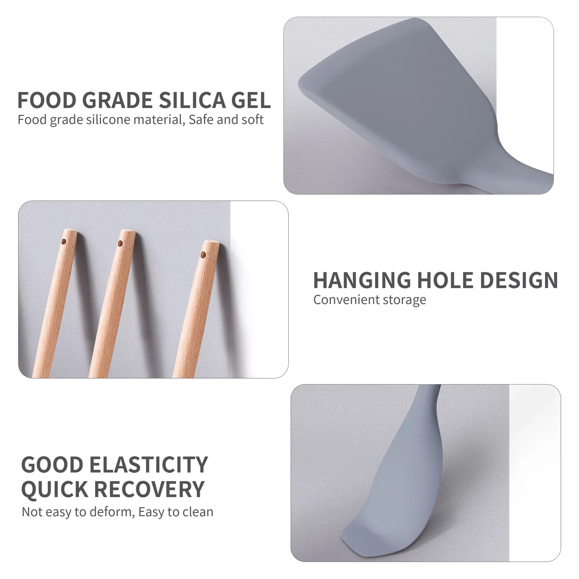 طقم توزيع وسكاكين مع لوح تقطيع 18 قطعة سيليكون بيد خشب وحامل مقسم لسهولة الأختيار - الصورة 6