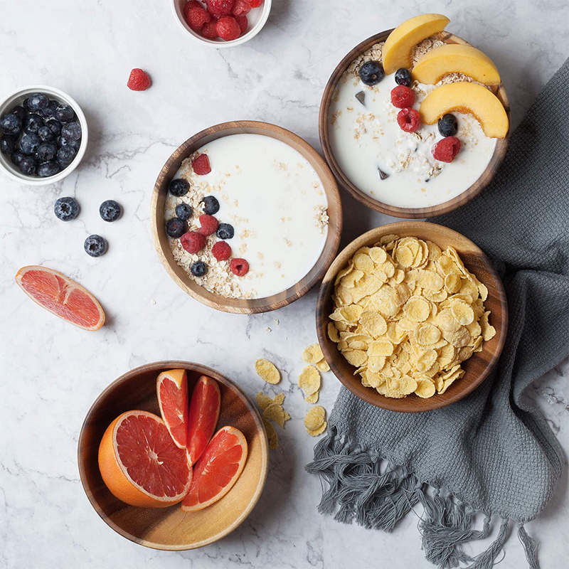 بولة خشب عميقة 15 سم لتقديم وتناول الأرز والنودلز السلطات والشوربة - الصورة 3