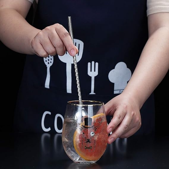 طقم معالق كوكتيل بالشاليموه 6 قطع مع فرشاه تنظيف استانليس ستيل - الصورة 2