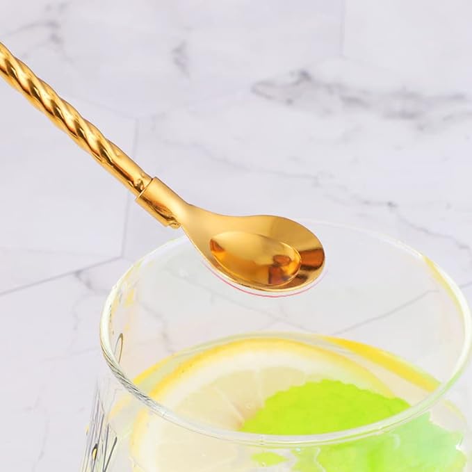 طقم معالق كوكتيل بالشاليموه 6 قطع مع فرشاه تنظيف استانليس ستيل - الصورة 3