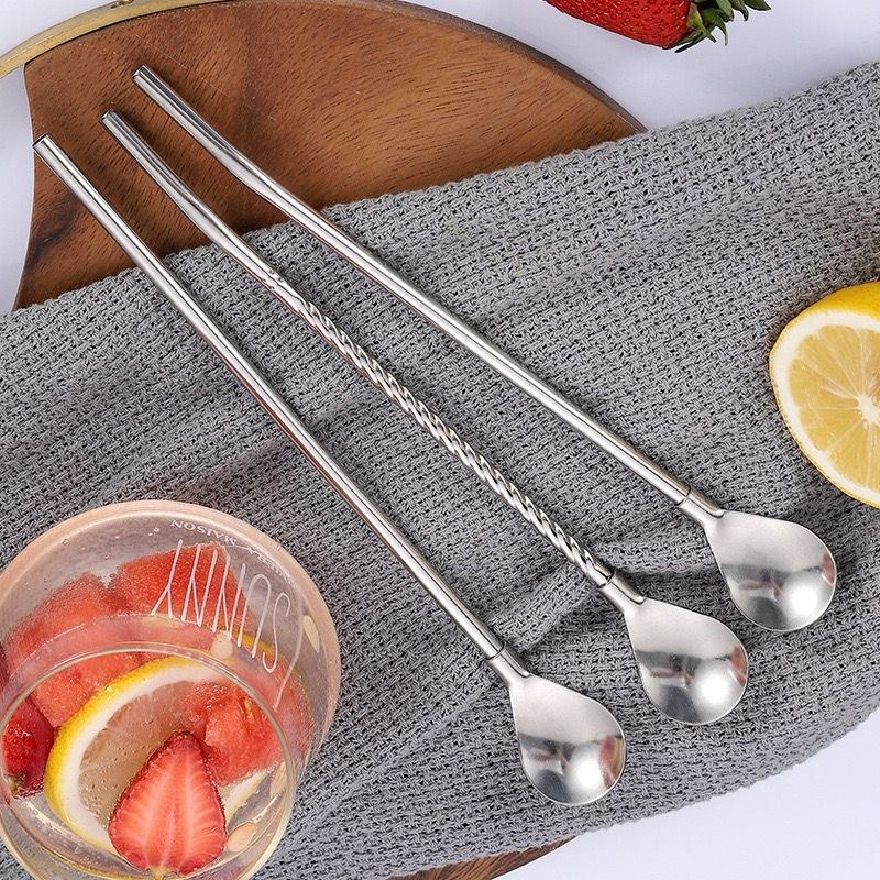 طقم معالق كوكتيل بالشاليموه 6 قطع مع فرشاه تنظيف استانليس ستيل - الصورة 5