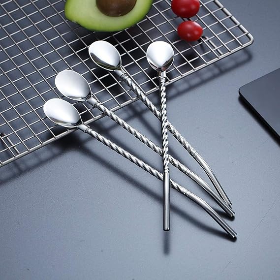 طقم معالق كوكتيل بالشاليموه 6 قطع مع فرشاه تنظيف استانليس ستيل - الصورة 6