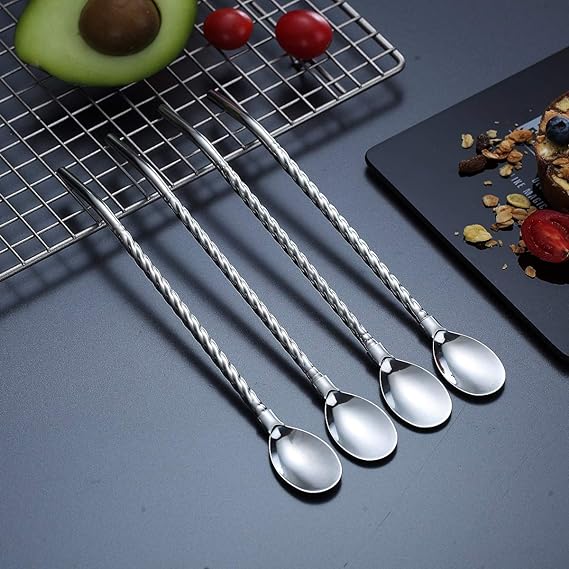 طقم معالق كوكتيل بالشاليموه 6 قطع مع فرشاه تنظيف استانليس ستيل - الصورة 7