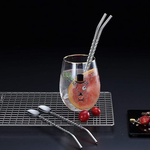 طقم معالق كوكتيل بالشاليموه 6 قطع مع فرشاه تنظيف استانليس ستيل - الصورة 9