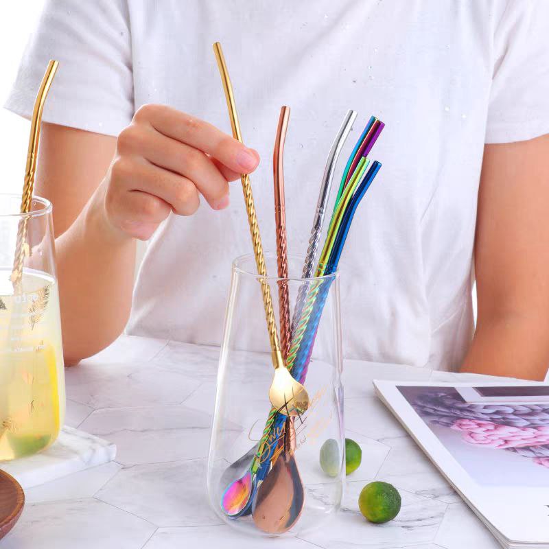 طقم معالق كوكتيل بالشاليموه 6 قطع مع فرشاه تنظيف استانليس ستيل - الصورة 10