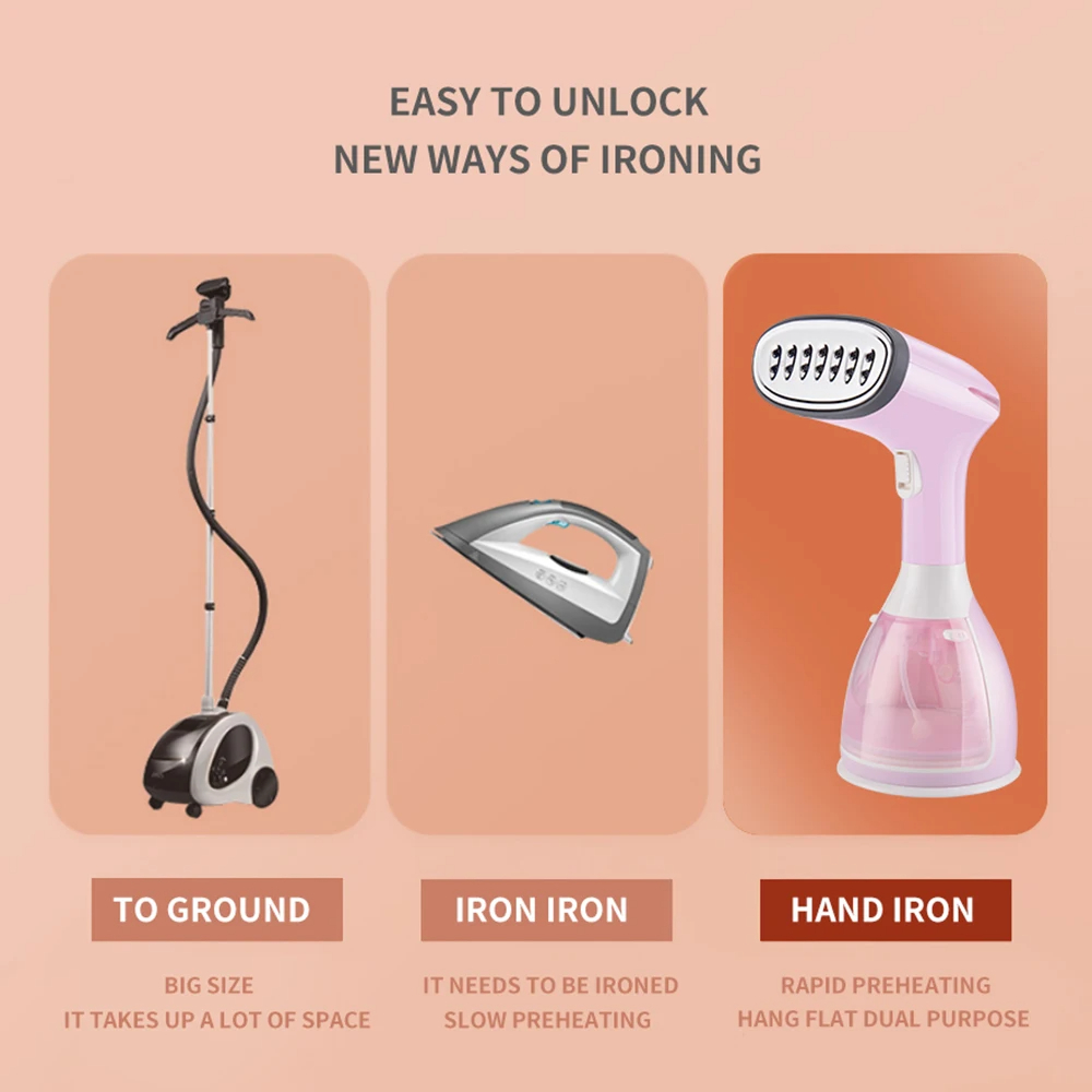 مكواة بخار كهربائية بخزان 280 ملي لكي الملابس والمفروشات محمولة للسفر 1500 واط - الصورة 5