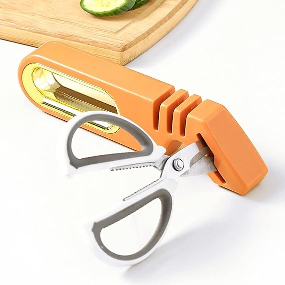 مسن يدوي 4 في 1 للسكاكين والمقصات ب 3 درجات مختلفة ومقبض يد لسهولة الأستخدام - الصورة 4