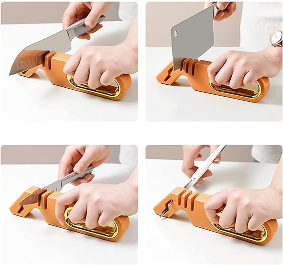 مسن يدوي 4 في 1 للسكاكين والمقصات ب 3 درجات مختلفة ومقبض يد لسهولة الأستخدام - الصورة 7