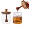 برطمان زجاج 300 ملي  للعسل بغطاء خشبي محكم الغلق