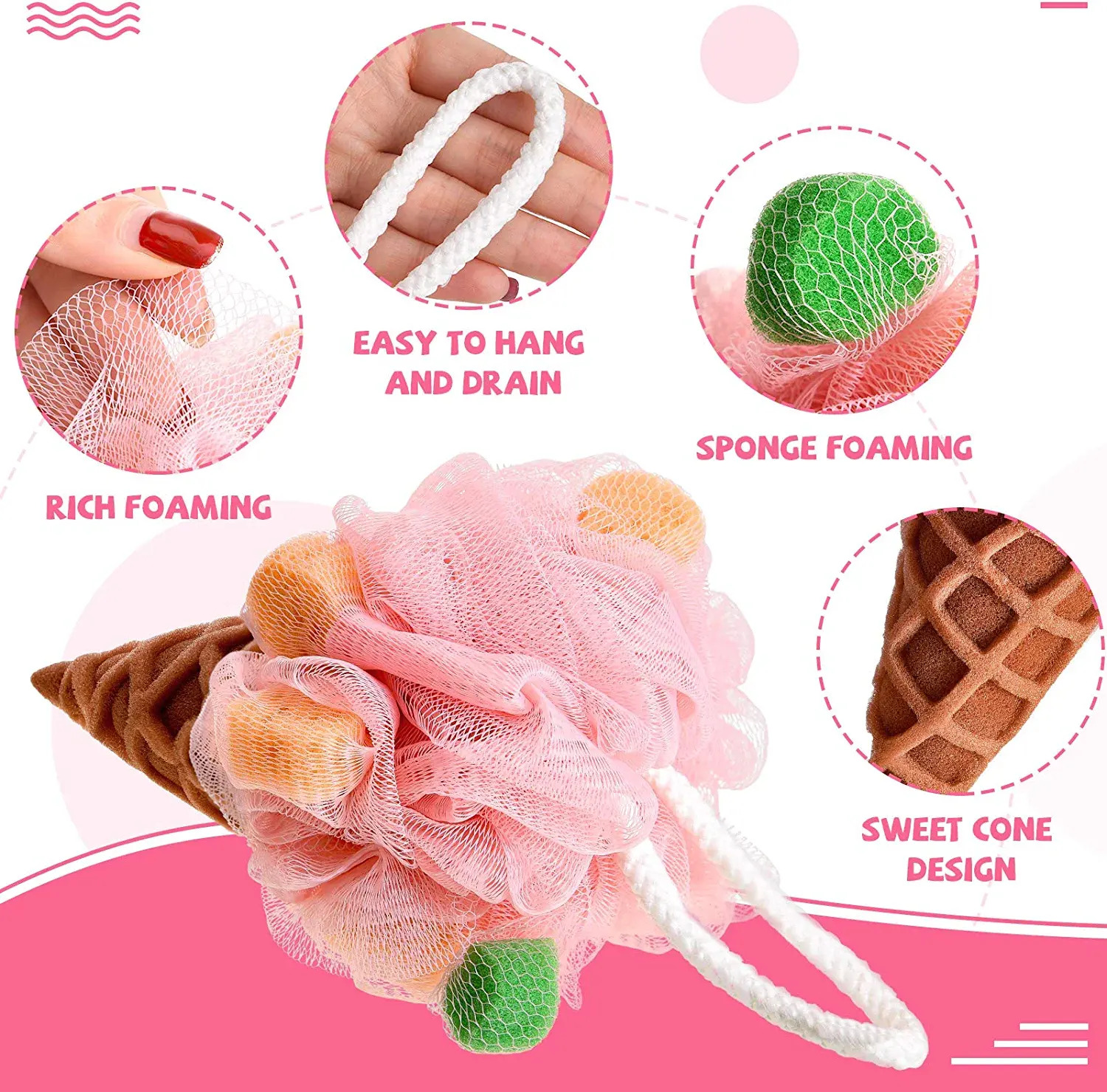 ليفة استحمام ناعمة على شكل مجسم آيس كريم - الصورة 2