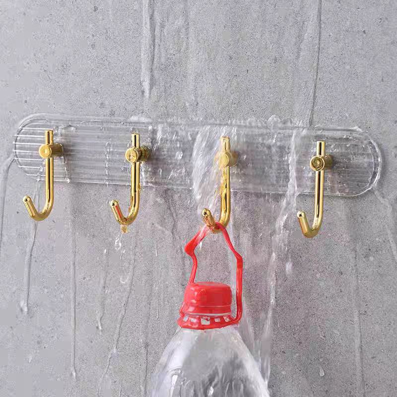 شماعة حوائط اكليريك ب 4 هوك جولد بلزق دبل فيس قوي لسهولة التعليق - الصورة 4