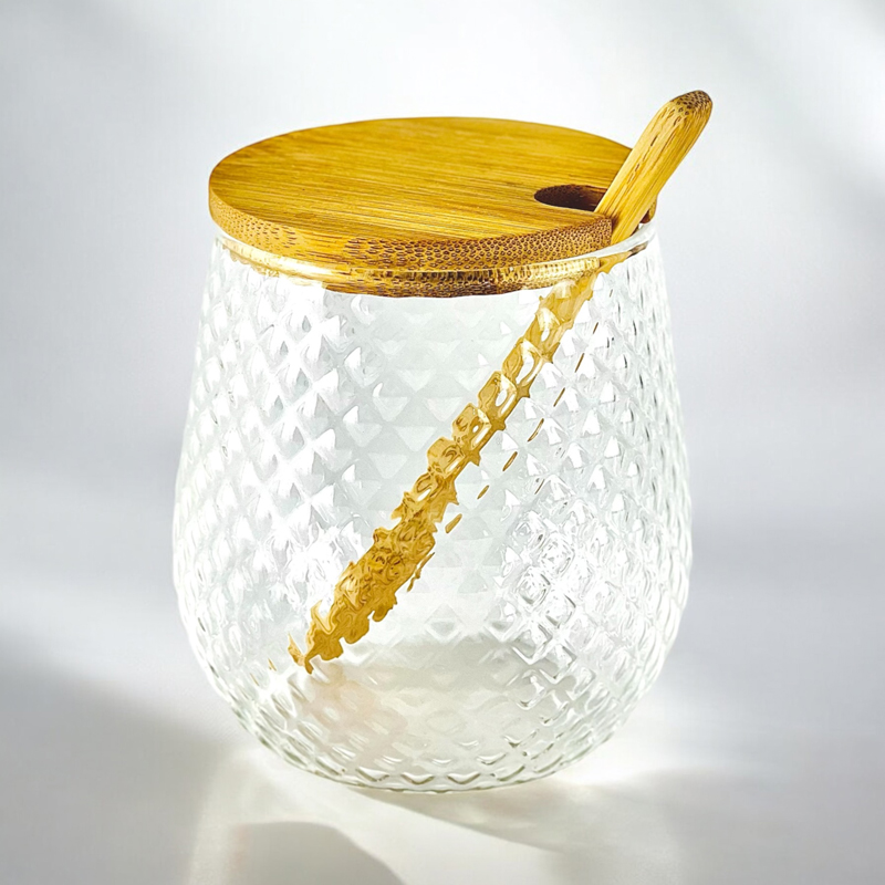 طقم برطمانات زجاج 3 قطع للتوابل مع قاعدة خشب 350 مللي - الصورة 3