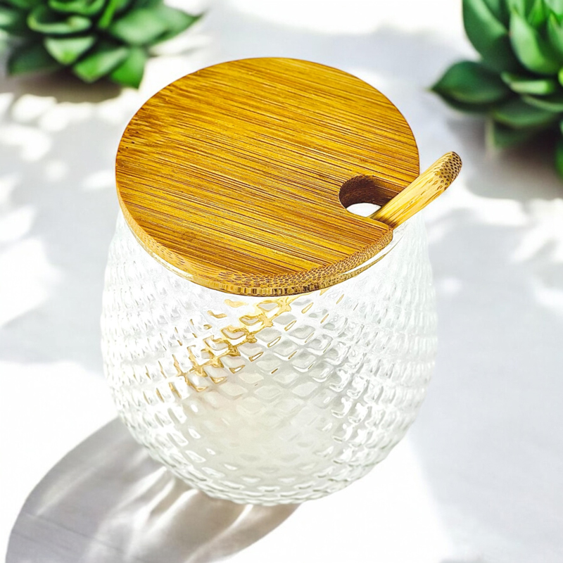 طقم برطمانات زجاج 3 قطع للتوابل مع قاعدة خشب 350 مللي - الصورة 5