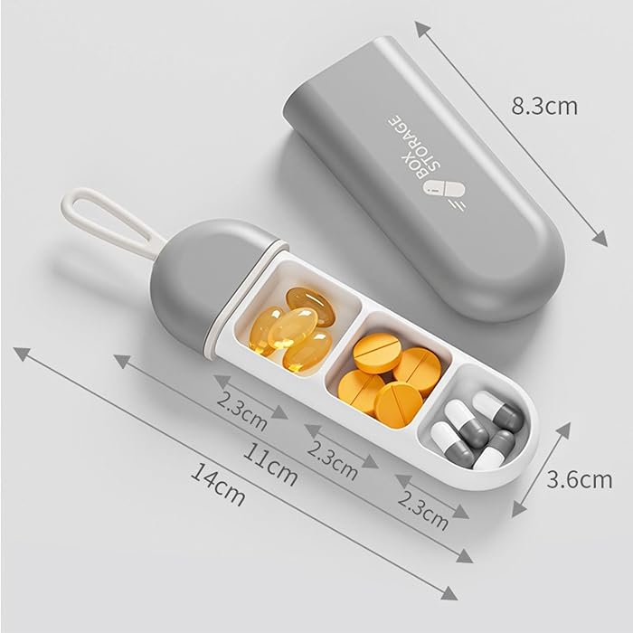 منظم جيب للأدوية والفيتامينات مقسم 3 خانات بغطاء محكم الغلق - الصورة 10