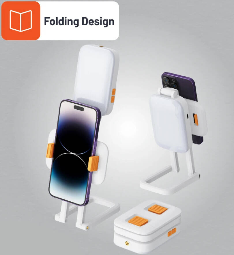 حامل موبايل 2 *1 مع رينج لايت باضاءة ار جي بي قابل للطي - الصورة 2