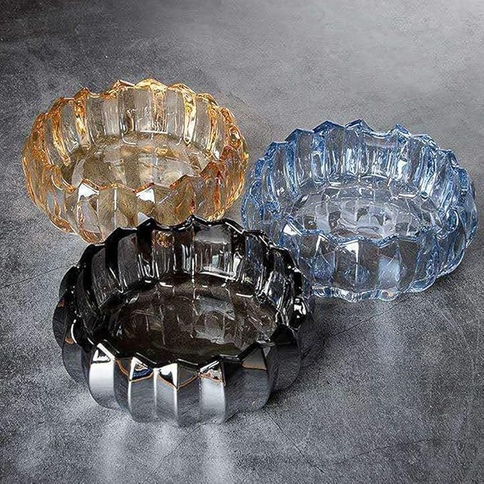 طفاية سجائر زجاج كريستالي مضلع _ باللون الاسود الفاميه - الصورة 4