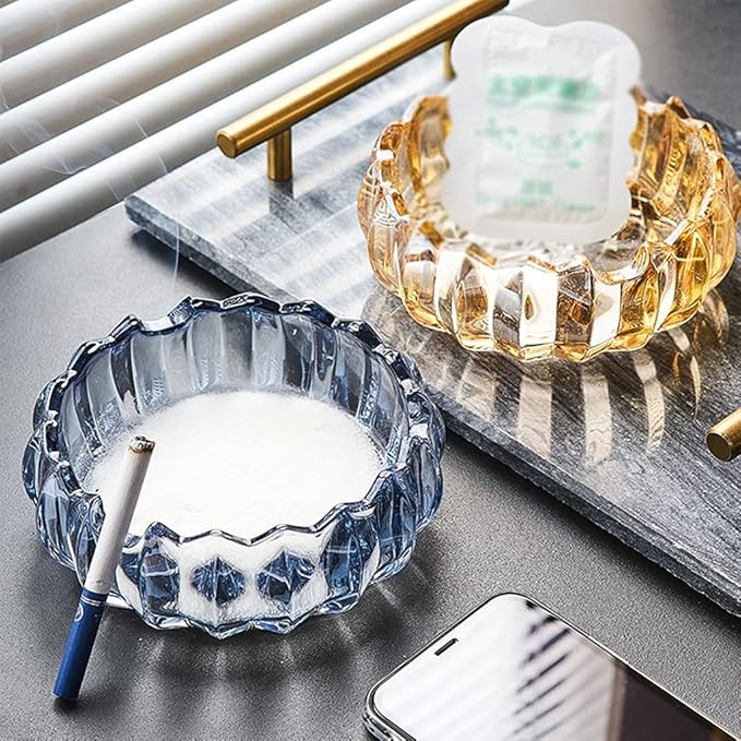 طفاية سجائر زجاج كريستالي مضلع _ باللون الاسود الفاميه - الصورة 7