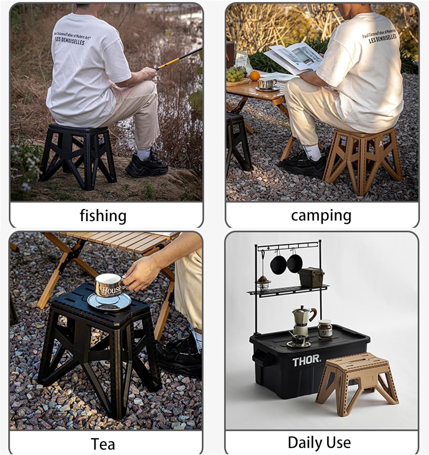 كرسي جلوس بلاستيك محمول قابل للطي للسفر والرحلات - الصورة 3