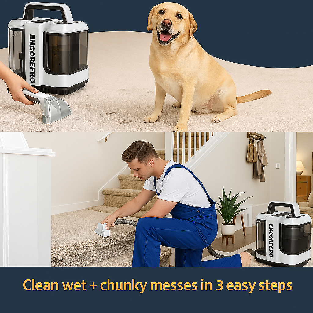 مكنسة غسيل السجاد والمفروشات بقوة 450 وات مع خزانين مزدوجين (1080 مل + 850 مل) وفرشتين للتنظيف العميق - الصورة 7