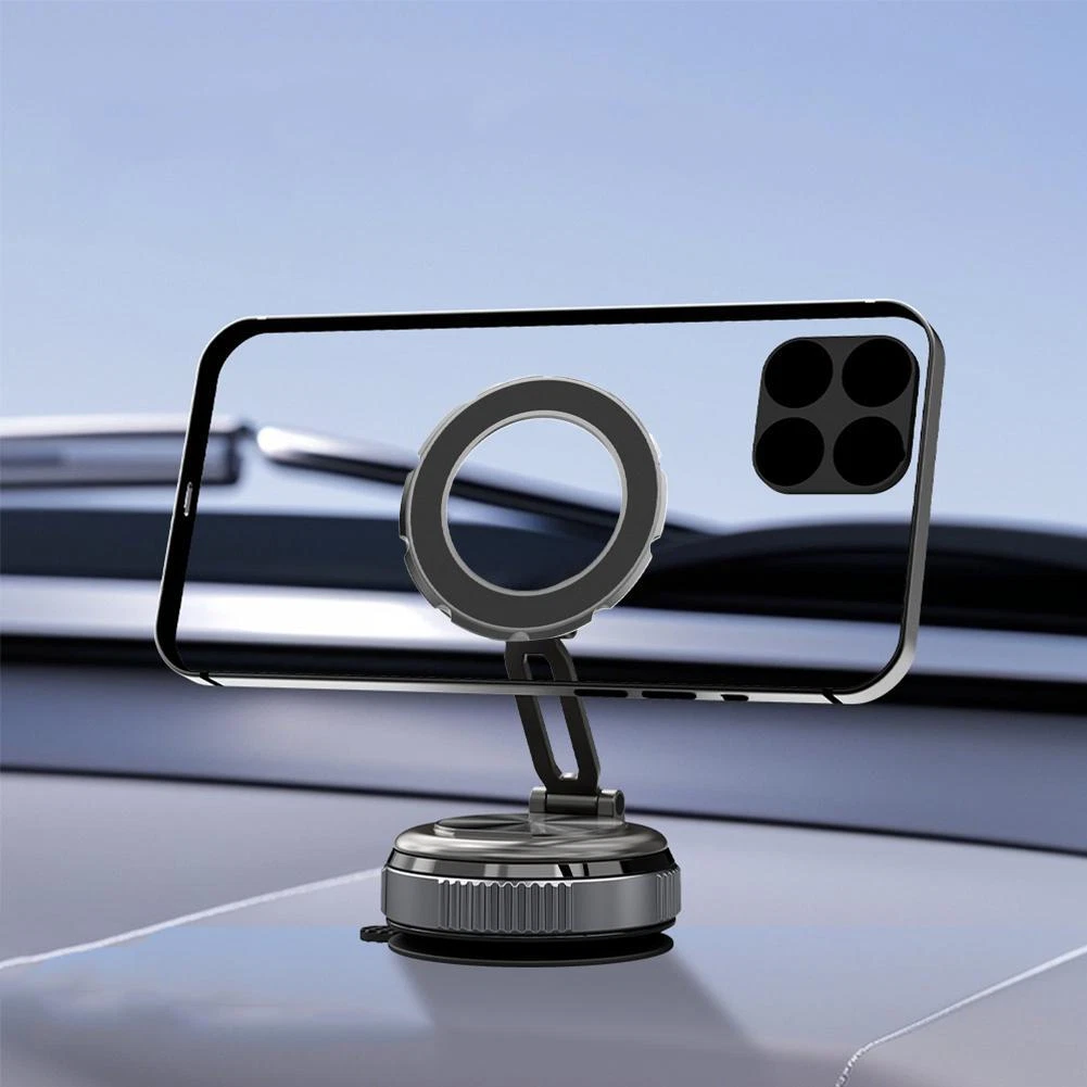 حامل موبايل مغناطيسي معدني قابل للطي والدوران 360 درجة بقوة شفط عالية