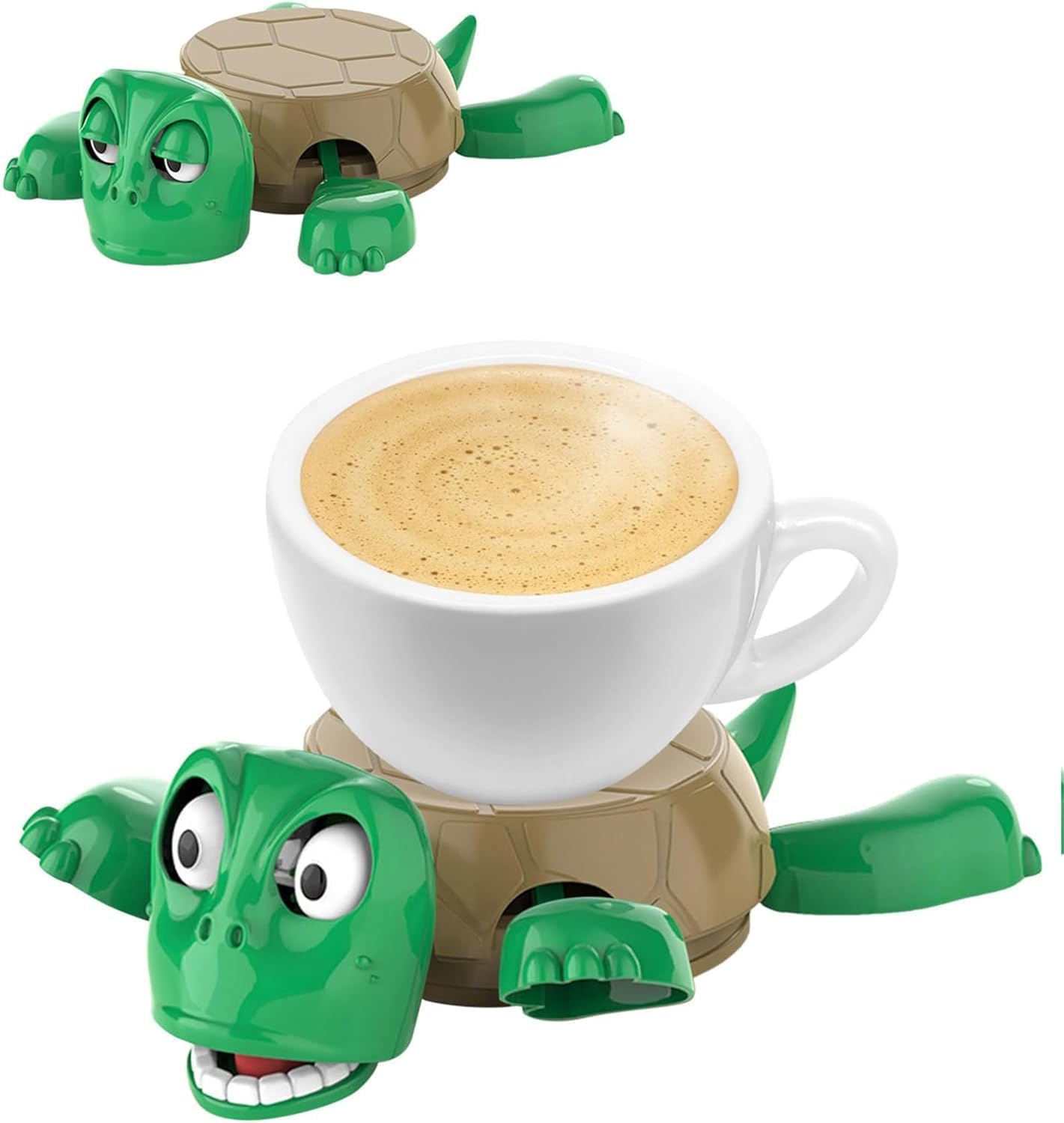 كوستر على شكل سلحفاة ثلاثية الأبعاد بتعبير مضحك عند وضع الكوب مع ستاند للموبايل - الصورة 4